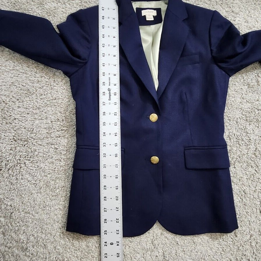 J. Crew Women's Blue Keating Blazer Wool Blend Single Vent Size 00 Style 28639 - Picture 10 of 14
